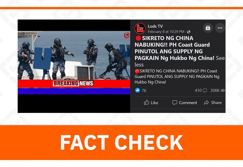 FACT CHECK: Vessel rescued by PH Coast Guard doesn’t supply food to Chinese troops