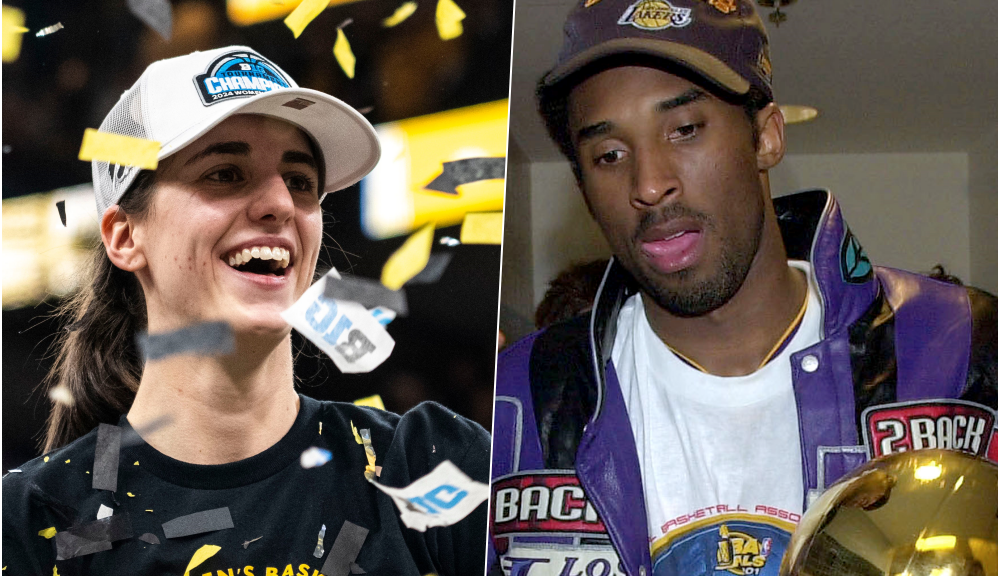 Caitlin Clark recreated an iconic Kobe Bryant photo after winning the Big Ten Championship
